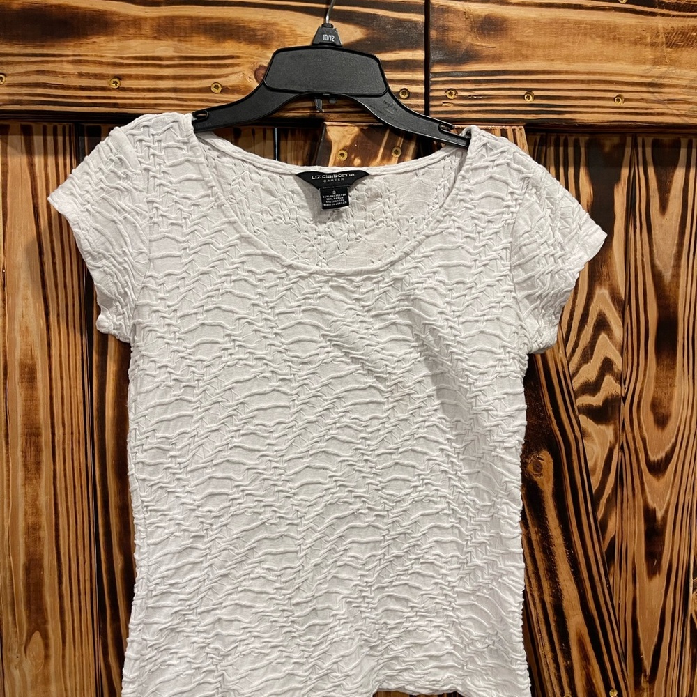 Liz Claiborne Green and White Top